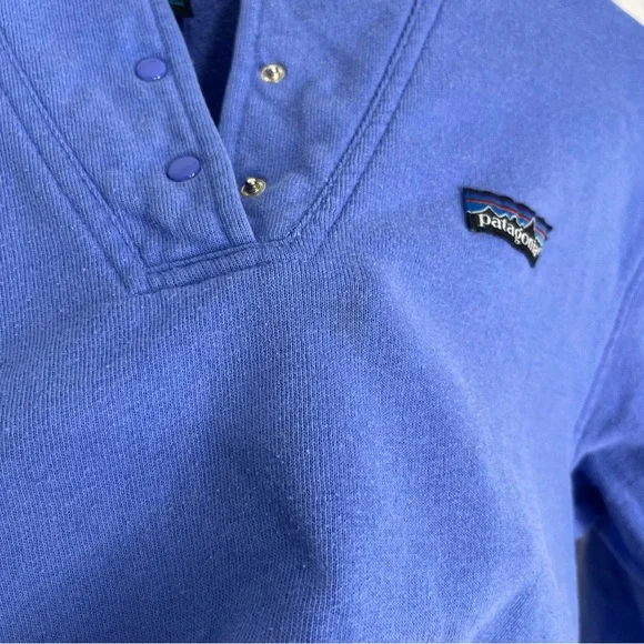 Vintage 85 Patagonia Womens 9 10 Sweatshirt Henley Snap Crew Pullover Indigo Top - Picture 5 of 16